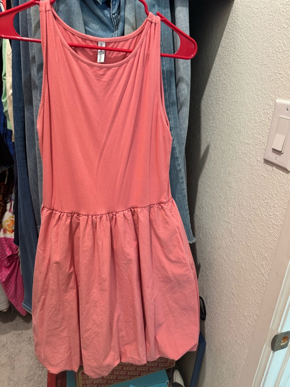 Pretty Green Coral Pink Bubble Skater Dress